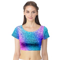 Rainbow Color Colorful Pattern Short Sleeve Crop Top by Grandong