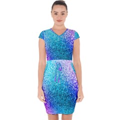 Rainbow Color Colorful Pattern Capsleeve Drawstring Dress  by Grandong