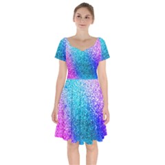 Rainbow Color Colorful Pattern Short Sleeve Bardot Dress by Grandong