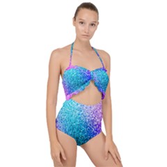 Rainbow Color Colorful Pattern Scallop Top Cut Out Swimsuit by Grandong