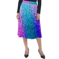 Rainbow Color Colorful Pattern Classic Velour Midi Skirt  by Grandong