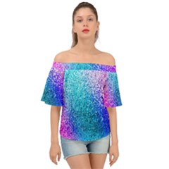 Rainbow Color Colorful Pattern Off Shoulder Short Sleeve Top by Grandong