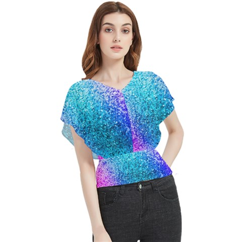 Rainbow Color Colorful Pattern Butterfly Chiffon Blouse by Grandong