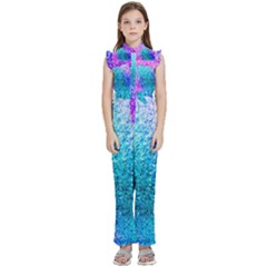 Rainbow Color Colorful Pattern Kids  Sleeveless Ruffle Edge Band Collar Chiffon One Piece by Grandong