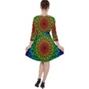 Rainbow Mandala Abstract Pastel Pattern Quarter Sleeve Ruffle Waist Dress View2