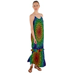 Rainbow Mandala Abstract Pastel Pattern Cami Maxi Ruffle Chiffon Dress by Grandong