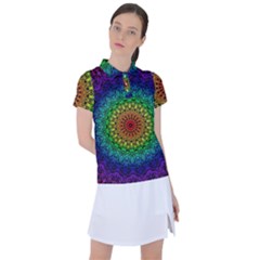 Rainbow Mandala Abstract Pastel Pattern Women s Polo T-shirt