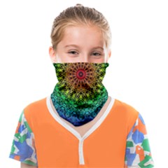 Rainbow Mandala Abstract Pastel Pattern Face Covering Bandana (kids) by Grandong