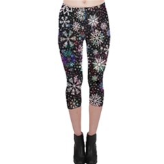 Shiny Winter Snowflake Capri Leggings  by Grandong