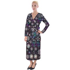 Shiny Winter Snowflake Velvet Maxi Wrap Dress by Grandong