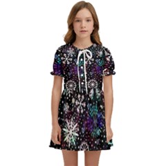 Shiny Winter Snowflake Kids  Sweet Collar Dress by Grandong