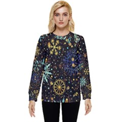 Gold Teal Snowflakes Hidden Pocket Sweatshirt by Grandong