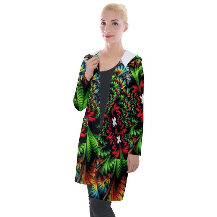 Kaleidoscopic Tropic Hooded Pocket Cardigan