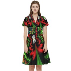 Kaleidoscopic Tropic Short Sleeve Waist Detail Dress by Grandong