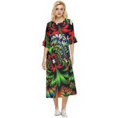 Kaleidoscopic Tropic Double Cuff Midi Dress by Grandong