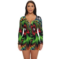 Kaleidoscopic Tropic Long Sleeve Boyleg Swimsuit by Grandong