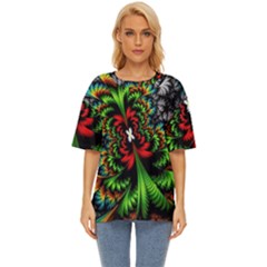 Kaleidoscopic Tropic Oversized Basic T-shirt by Grandong