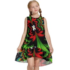 Kaleidoscopic Tropic Kids  Frill Swing Dress by Grandong