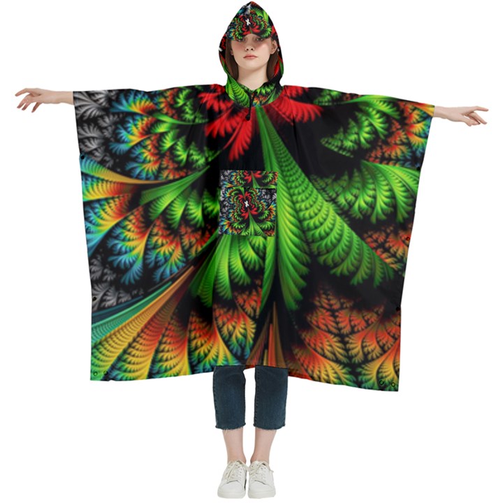 Kaleidoscopic Tropic Women s Hooded Rain Ponchos