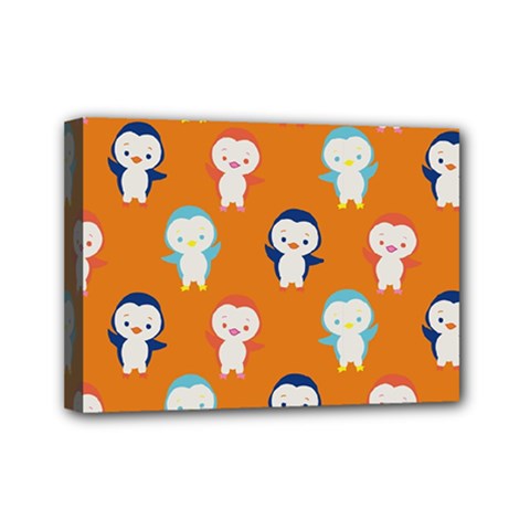 Cute Penguin Funny Pattern Mini Canvas 7  X 5  (stretched) by Grandong