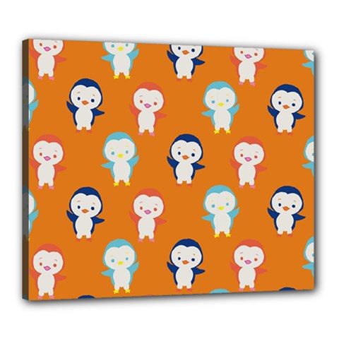 Cute Penguin Funny Pattern Canvas 24  X 20  (stretched) by Grandong