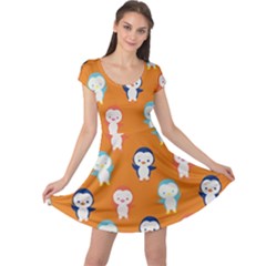 Cute Penguin Funny Pattern Cap Sleeve Dress by Grandong