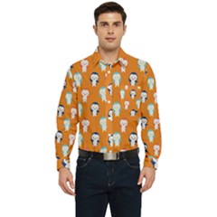 Cute Penguin Funny Pattern Men s Long Sleeve Pocket Shirt 