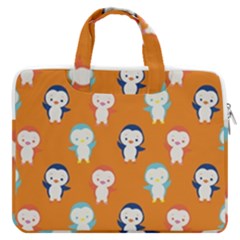 Cute Penguin Funny Pattern Macbook Pro 16  Double Pocket Laptop Bag  by Grandong