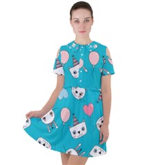 Cat Bunny Short Sleeve Shoulder Cut Out Dress  by Grandong