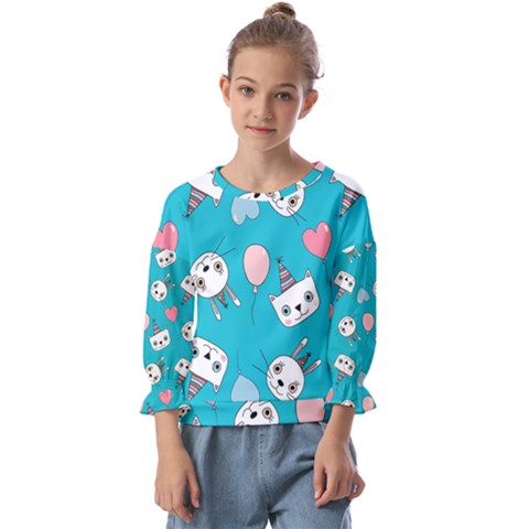 Cat Bunny Kids  Cuff Sleeve Top by Grandong