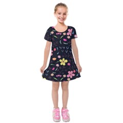 Beautiful Flower Plants Aesthetic Secret Garden Kids  Short Sleeve Velvet Dress by Grandong