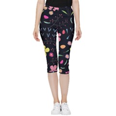 Beautiful Flower Plants Aesthetic Secret Garden Inside Out Lightweight Velour Capri Leggings  by Grandong