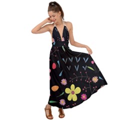 Beautiful Flower Plants Aesthetic Secret Garden Backless Maxi Beach Dress by Grandong