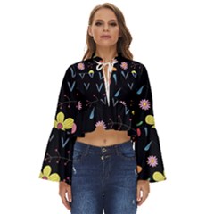 Beautiful Flower Plants Aesthetic Secret Garden Boho Long Bell Sleeve Top by Grandong