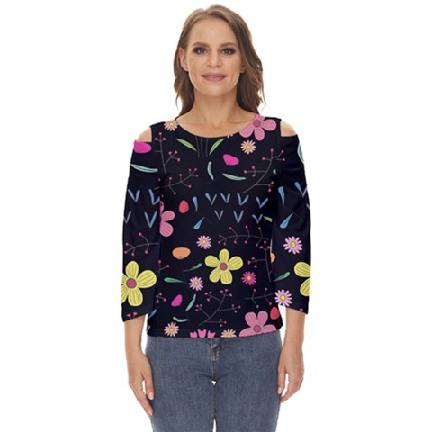 Beautiful Flower Plants Aesthetic Secret Garden Cut Out Wide Sleeve Top by Grandong