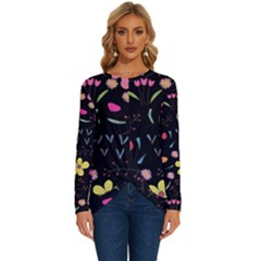 Beautiful Flower Plants Aesthetic Secret Garden Long Sleeve Crew Neck Pullover Top by Grandong