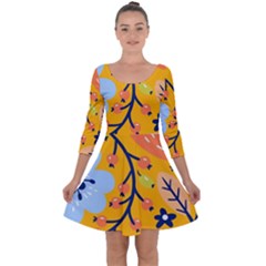 Floral Pattern Adorable Beautiful Aesthetic Secret Garden Quarter Sleeve Skater Dress by Grandong