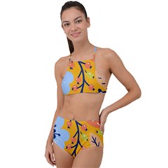 Floral Pattern Adorable Beautiful Aesthetic Secret Garden Halter Tankini Set by Grandong