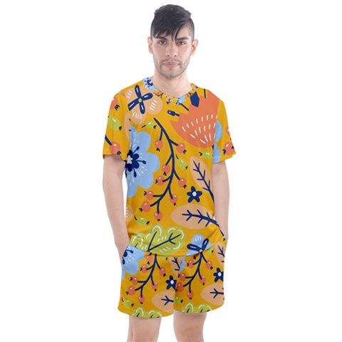 Floral Pattern Adorable Beautiful Aesthetic Secret Garden Men s Mesh T-shirt And Shorts Set by Grandong