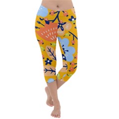 Floral Pattern Adorable Beautiful Aesthetic Secret Garden Lightweight Velour Capri Yoga Leggings by Grandong