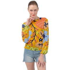 Floral Pattern Adorable Beautiful Aesthetic Secret Garden Banded Bottom Chiffon Top by Grandong