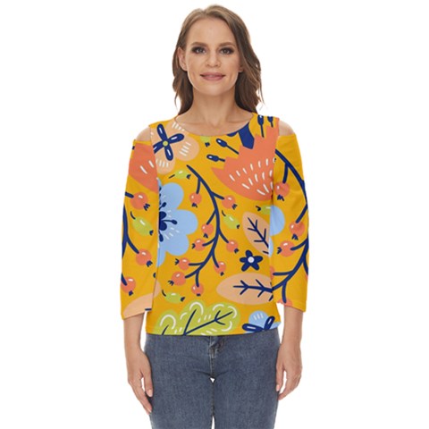 Floral Pattern Adorable Beautiful Aesthetic Secret Garden Cut Out Wide Sleeve Top by Grandong