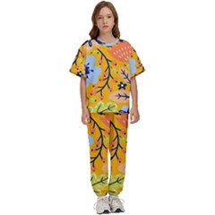 Floral Pattern Adorable Beautiful Aesthetic Secret Garden Kids  T-shirt And Pants Sports Set by Grandong