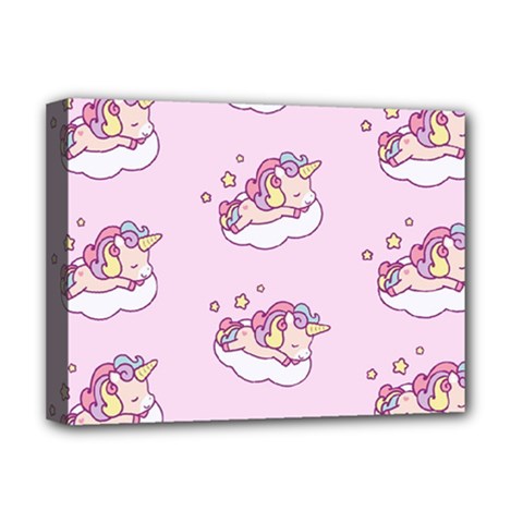 Unicorn Clouds Colorful Cute Pattern Sleepy Deluxe Canvas 16  X 12  (stretched)  by Grandong