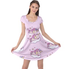 Unicorn Clouds Colorful Cute Pattern Sleepy Cap Sleeve Dress by Grandong