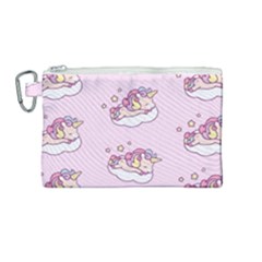 Unicorn Clouds Colorful Cute Pattern Sleepy Canvas Cosmetic Bag (medium) by Grandong