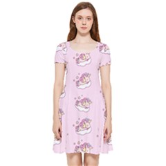 Unicorn Clouds Colorful Cute Pattern Sleepy Inside Out Cap Sleeve Dress by Grandong