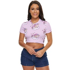 Unicorn Clouds Colorful Cute Pattern Sleepy Side Button Cropped T-shirt by Grandong