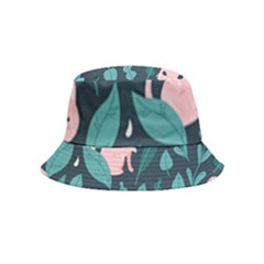 Cat Cute Flowers Leaves Pattern Inside Out Bucket Hat (kids) by Grandong