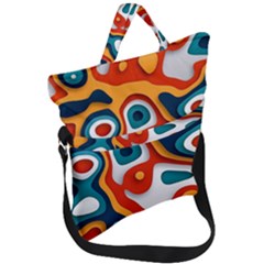 Colors Pastel Patterns Fold Over Handle Tote Bag by Grandong